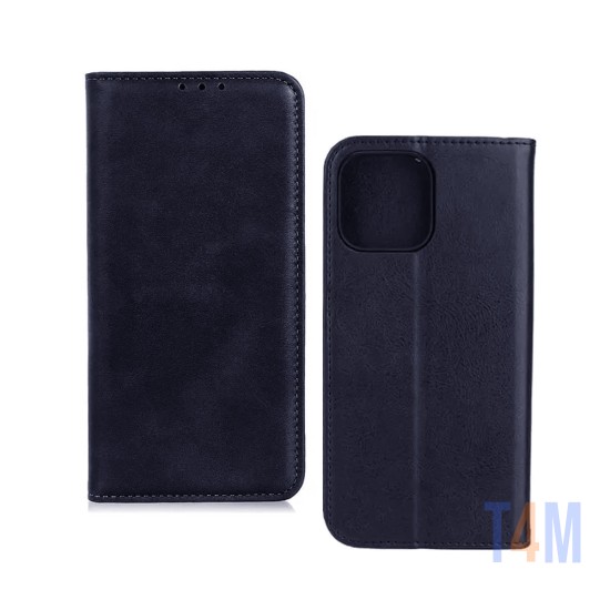 Leather Flip Cover with Internal Pocket for Apple iPhone 13 Pro Blue